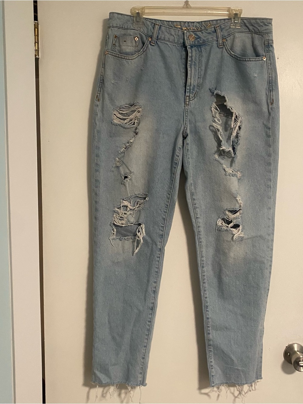 Seven 7 Jeans Women's 12 Marilyn Boyfriend Blue Denim Light Wash Distressed Boho